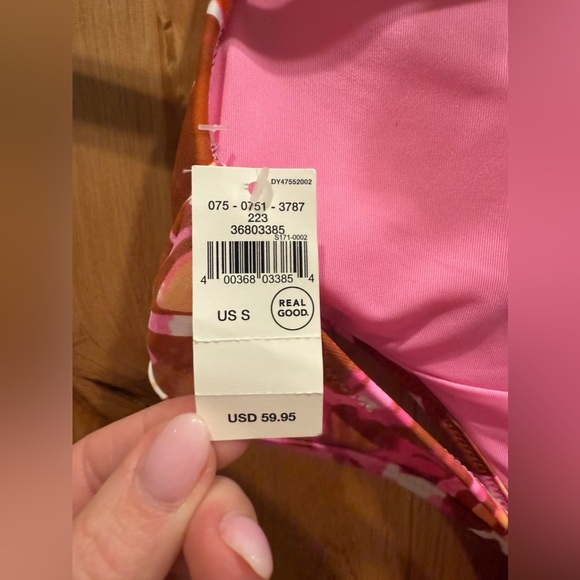 Women's Size S Aerie Ruffle Halter 1 One Piece Bikini Swimsuit Floral Pink NWT - Picture 4 of 5